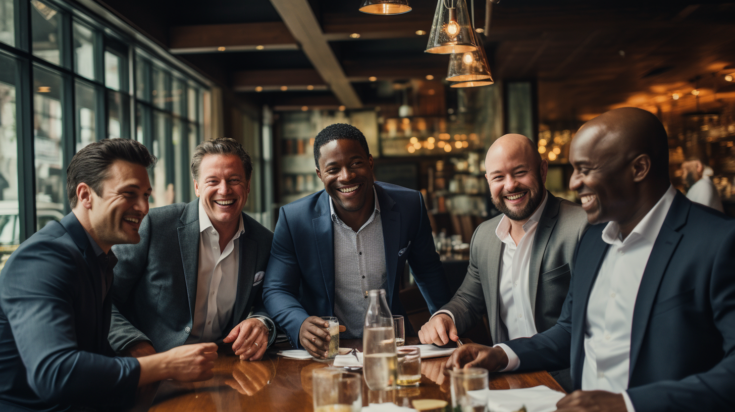 Men sharing a meal